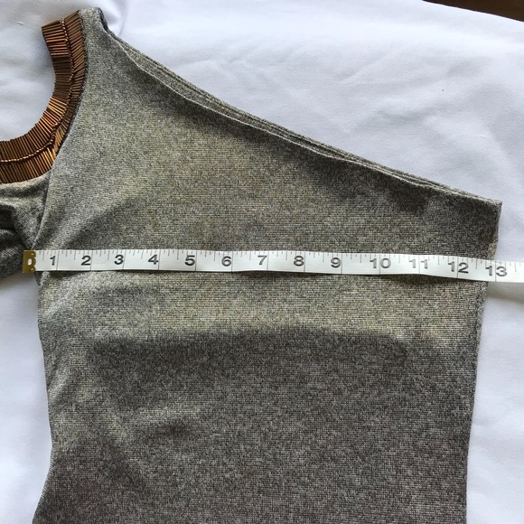 Gorgeous One Shoulder Silver Gold Mini Dress (S) - Picture 6 of 8